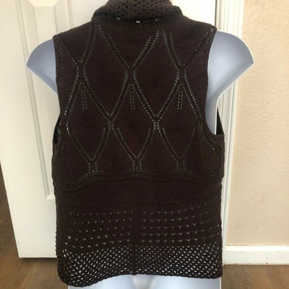 Multiples Open Knit Brown open front Vest Large - Picture 11 of 12